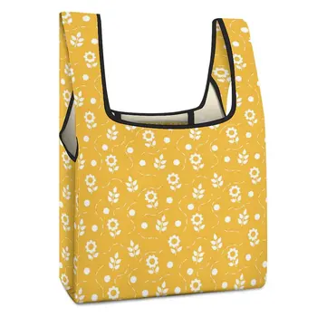 Sulankstomas pirkinių krepšys Prekybos centrų pirkinių krepšiai Geltonas gėlių atspaudas Drabužiai Batai Pakavimo medžiaginiai maišeliai Pritaikomas spausdinimas