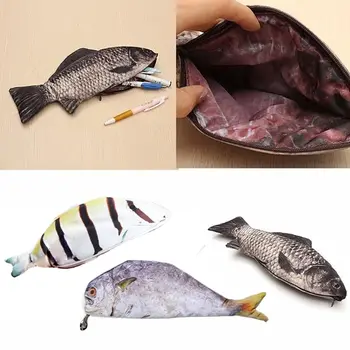 Funny Fish Shape Pencil Case Pencil Bag Cartoon Stationery Pouch Organizer Piniginė Pieštukų dėžutė Studijų reikmenys