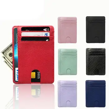 8 lizdas plonas RFID blokuojantis odinę piniginę Kreditinės ID kortelės laikiklis Piniginės pinigų dėklo dangtelis Apsauga nuo vagystės vyrams Moterys Vyrai Madingos rankinės