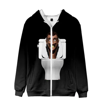 2023 Skibidi Toilet Zipper Hoodie Unisex Fashion Zip Up Džemperis su gobtuvu 3D Prints Gatvės apranga Drabužiai sudaderas para hombres