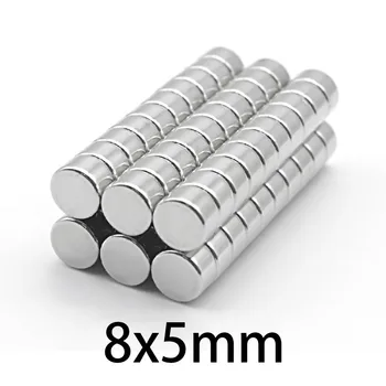 20vnt mažas apvalus magnetas 8x5mm neodimio magnetas N35 8mm x 5mm nuolatinis NdFeB itin stiprus galingas magnetas imans