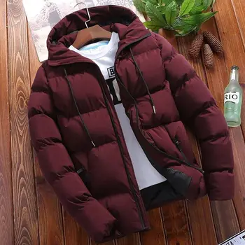 2023 Winter Warm Thick Vyriška striukė Casual Parkas gobtuvas Medvilnė Vienspalvis užtrauktukas Šiltas korėjietiško stiliaus fitnesas Mada Vyriškas paltas