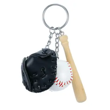 Mini beisbolo raktų pakabukai beisbolo vakarėliui Favoritai beisbolo lazdos pirštinių rinkinys Pakabukas Medinis raktas Raktas Pakabukas Kuprinės pakabukai Automobilinis raktas