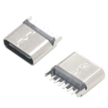 30PCS TYPE-C 3.1 USB Master 6pin vertikalus tiesus kištukas 6.8MM Greitas įkrovimas blykstės įkrovimas moteriška galva didelis perdavimo duomenys
