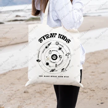 1 Pc You Make Stray Kids Stay Pattern Tote Bag Canvas Shoulder Bag for Travel Daily Commute Women's Recharge Shopping Bag Best