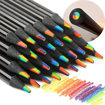 1Pc 7 spalvų gradiento vaivorykštės pieštukai Jumbo spalvos pieštukai Įvairiaspalviai pieštukai menui Piešimas Spalvinimas Eskizavimas atsitiktinis