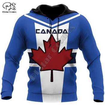 PLstar Cosmos Kanados vėliava Nacionalinė emblema 3D atspausdinti džemperiai su gobtuvu Džemperiai su užtrauktuku vyrui/moteriai Laisvalaikio gatvės drabužių stilius-C01