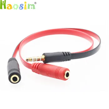 10pcs/lot Juoda-raudona 3,5 mm lizdas 1 nuo vyro iki 2 moterų garso skirstytuvas į micrphone adapterio kabelį padui Telefonas Android Mobile MP3 MP4