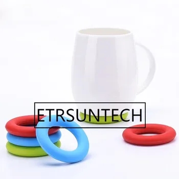 50sets 6vnt/set Creative Round Donut Silicone Mat Coasters Cute Doughnut Placemat Cup Mat Home Table Decoration