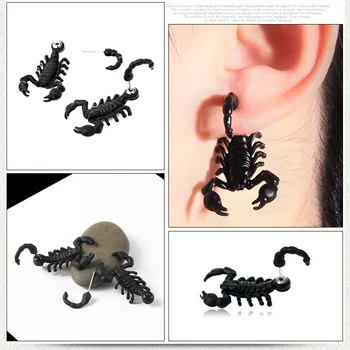 1 PCS Brincos Jewelry Punk Black Color Bizarre Animal Scorpion Stud auskarai moterims vyrams