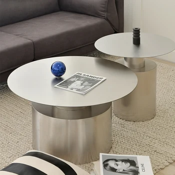 Minimalistinis modernus nerūdijančio plieno kavos staliukų derinys Nordic Creative Side Table Light Luxury Metal Kavos staliukas