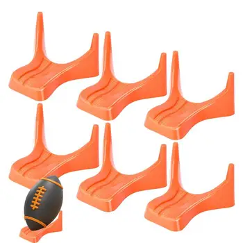 Football Holder Ball Display 6 PCS Portable American Football Tee Ball Holder Space-Saving Stackable Stand for Football Rugby