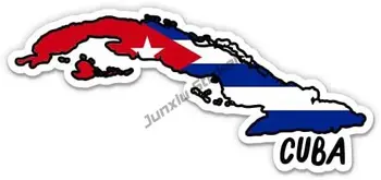 Kubos žemėlapis su vėliava Kubos pasididžiavimas Vinilo lipdukas Lipdukas telefonui Nešiojamas kompiuteris Vandens butelis Kūrybinis automobilio lipdukas Kubos širdies vėliavos dekoras