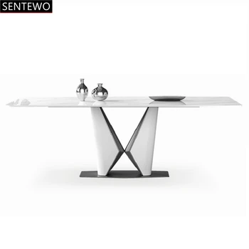 Dizaineris Prabangus marmuro uolos plokštės valgomojo stalo komplektas 4 kėdės mesa de jantar comedor tavolo pranzo marbre Nerūdijančio plieno aukso pagrindas