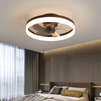Šiaurės lubų ventiliatoriaus lempa miegamajame valgomojo lubų ventiliatoriaus šviestuvai Šviesos prabangios svetainės dažnio konvertavimas su ventiliatoriumi