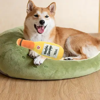 Pet Toy Wine Bottle Toy Soft Plush Squeaky Wine Bottle Dog Toy for Training Puppy Chew Bite-resistant Super Soft Pet Training