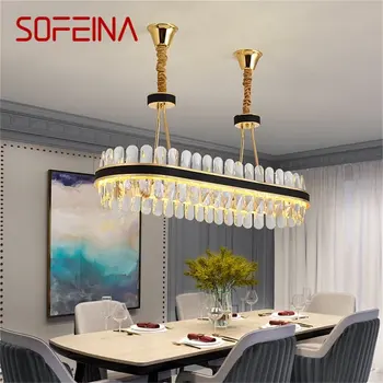 SOFEINA ovalus šviestuvas Krištolo pakabukas Lempa Postmodernus namų odinis apvalus šviestuvas gyvenamajam valgomajam