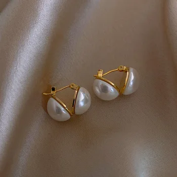 Madingi stereoskopiniai perlų rutulio smeigės auskarai moterims Moteriška dama Elegantiškas auskarų vėrimas Vestuvių vakarėlis Paplūdimys Prom nuotakos papuošalų dovana