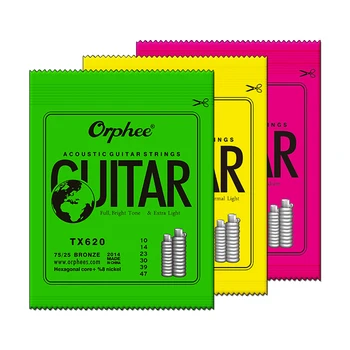 6PCS akustinės gitaros stygų šešiakampis branduolys ORPHEE-TX serija Ryškaus tono metalo styginių gitaros dalys Priedai