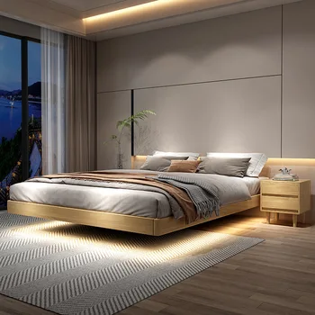 Medžio masyvo pakabinama lova Tinklas Raudonas tylus stilius Mažas apartamentų viešbutis Tatami lova be galvos B & B pakabinamas lovos rėmas