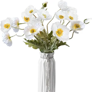 23Dirbtinėse gėlėse Aguonos Šilkas Baltos gėlės Dirbtinio šilko gėlės namų biurui Vestuvės Lauko vakarėlio rekvizitai Dekoras