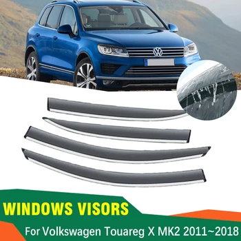 4 PCS Automobiliniai deflektoriai Volkswagen VW Touareg X MK2 7P 2011~2018 2015 m. automobilių ventiliacijos markizė Lietaus deflektorius Priedai Weathershields