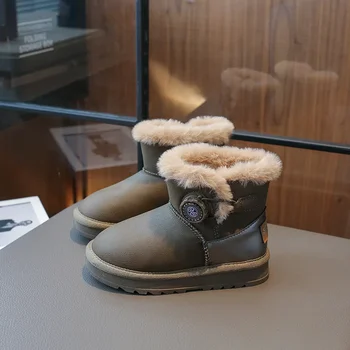 2023 Vaikiški žieminiai batai Mada Priežastiniai vaikai Kulkšnis Medvilniniai batai Sutirštintas Pliušas Šilti berniukai Mergaitės Lauko sniego batai Universalūs