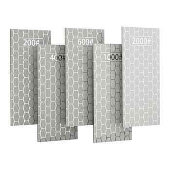 Deimantiniai galandimo akmenys, 5PCS deimantinės galandimo plokštės su korio paviršiaus plokšte 200/400/600/1000/2000 Grit Patvarus