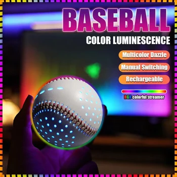 Švytintis beisbolas su 6 spalvomis & 2 režimai Švyti tamsiuose kamuoliukuose Sportinių kamuolių priedai lauko naktinėms treniruotėms Berniukai Mergaitės