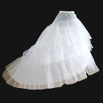 White Hot Sale Hoop 3 Layers Crinoline Petticoats for Wedding Dresses Cheap Long Wedding Train Petticoat