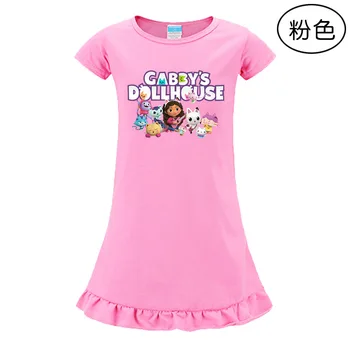 Vasaros anime Gabbys lėlių namelio drabužiai Vaikai Mielos Gabby katės suknelė Baby Girls Trumpomis rankovėmis princesės pižamos suknelės