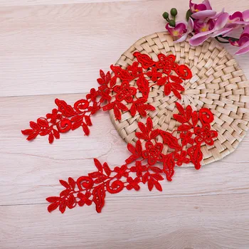 200Dalys Nėrinių aplikacijos gėlės Raudona Juoda Balta Vandenyje tirpi nėrinių aplikacija Apatinis trikotažas Dekoravimas Masinis užsakymas Gamintojo kaina