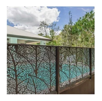 Individualizuota nerūdijančio plieno dekoratyvinė lauko metalinė tvora, plieninė baseino tvora, perforuota metalinė sodo tvora