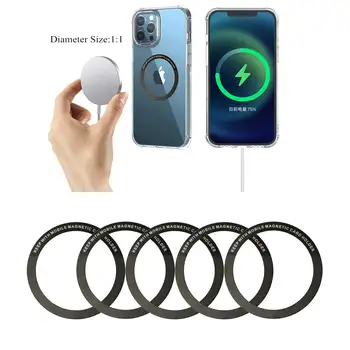 NĖRA magnetinių metalinių plokštelių lipdukų žiedų Magsafe belaidžiam įkrovikliui Magnetas Automobilio mobiliojo telefono laikiklis Geležies lakštas iPhone 13 12 11