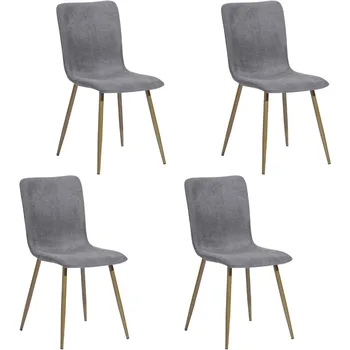 Virtuvės kėdės virtuvei Iš anksto surinktas kėdžių komplektas su auksinių kojų apmušalais Valgomojo kėdžių komplektas iš 4 modernių audinių valgomajam