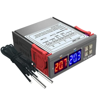 Skaitmeninis termostato temperatūros reguliatorius STC-3008 Termometro jutiklio higrometras 12V 24V 220V