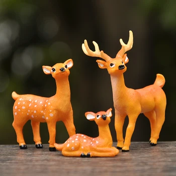 BAIUFOR miniatiūros Kawaii figūrėlės Elnių šeima 