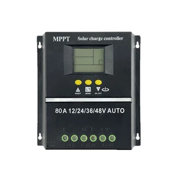 80A MPPT/PWM 12V/24V/36V/48V Saulės įkrovimo valdiklis Automatinio valdiklio įrankiai Saulės fotovoltinės baterijos įkroviklis su LCD ir dvigubu USB
