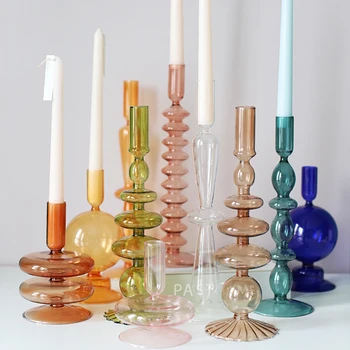 1Vnt Vintažinio stiklo žvakidės laikiklis Gėlių vazos amatai Romantiška žvakidė Vestuvės Gimtadienio vakarienė Šiaurės šalių namų dekoravimas