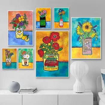 Modernus virtuvės dekoras Franch itališkas maistas Gėlių plakatai Dovanų idėja Akvarelė Drobė Tapyba Retro Italija Sienų menas Spausdinti Paveikslėliai