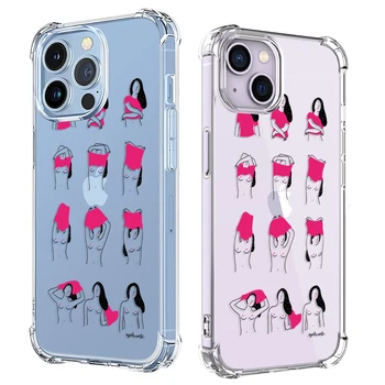 Fashion Simple Girl Phone Case, skirtas iPhone 15 14 13 12 11 Pro X XS XR Max 7 8 Plus SE Mini smūgiams atsparus minkštas skaidrus TPU galinis dangtelis