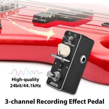 AROMA Elektrinės gitaros kilpos pedalas 24bit/44.1khz efektas LED būsenos indikatorius Garsumo reguliavimas Įrašymas Išsaugoti mygtuką Buferio aplinkkelis