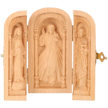 Krikščionių religija Figūrėlė Medinė amatų dėžutė Maža katalikybės skulptūros puošyba