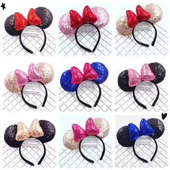 Sweet Love Hair Bow Headband Sequin Mouse Ears Hairband For Girls Pasidaryk pats vakarėlis Plaukų aksesuarai Dovana Femme plaukų juosta