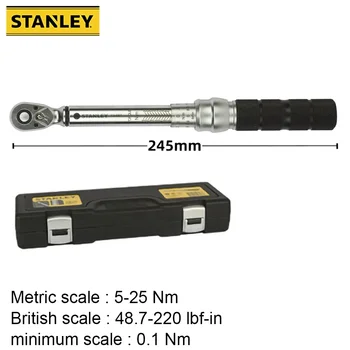 Stanley STMT73587 1/4 colio sukimo momento veržliarakčio reketo lydinio plieno korpusas 5-25Nm +/- 3%AC Dviejų svarstyklių rankinis įrankis mechaninių automobilių remontui