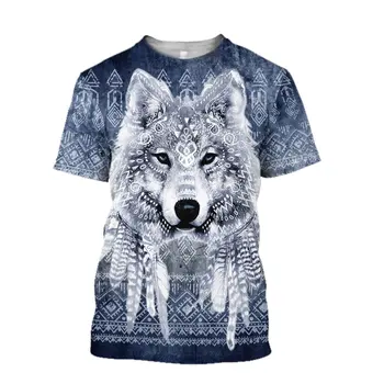 3D Wolf Print Vyriški marškinėliai Tapyba Madingi marškinėliai Unisex marškinėliai Rage Top