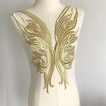 1 Pora 3D auksu siuvinėta pleistro aplikacija vestuvinei vakarinei suknelei Siuvimo pleistrai Drabužių aksesuarai 
