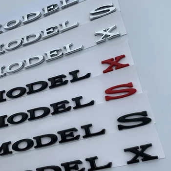 MODEL 3 5 S MODEL X Letters Emblema Tesla Car Styleling Refitting High Performance Trunk Logo Lipdukas Chrome Juoda raudona