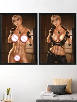 Sonya Blade Anime Sexy Nude Girl Cartoon Mortal Kombat Vaizdo žaidimas Art-Poster Šilko dekoravimas Sienų atspaudai Dekoro namai
