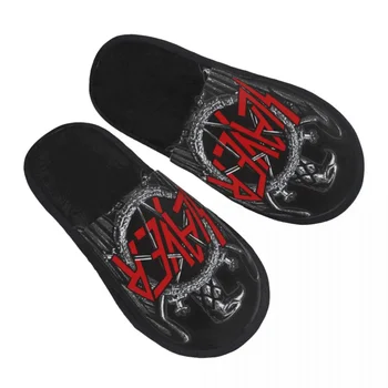 Slayers logotipas Jaukus įbrėžimas su atminties putų šlepetėmis Moterys Heavy Metal Thrash miegamojo namų batai
